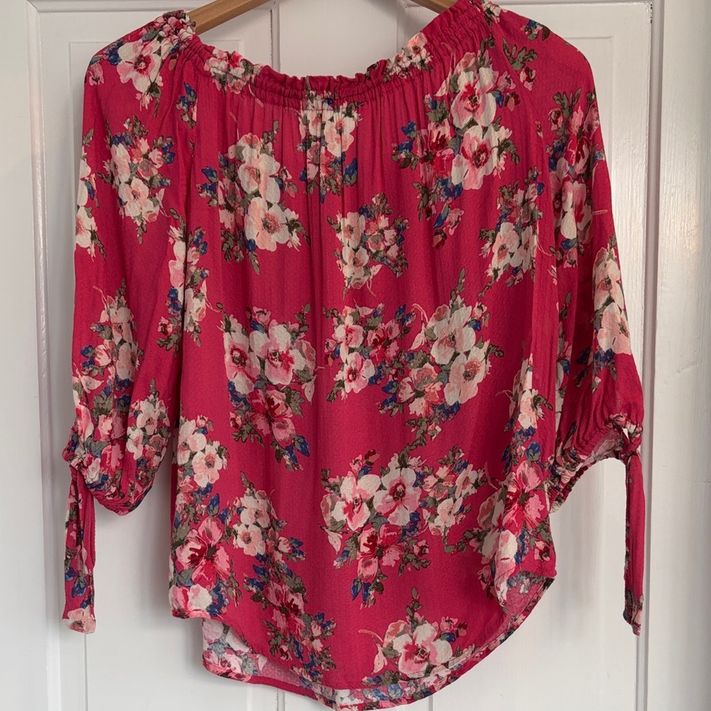 Westport Dark Pink Off-Shoulder Floral Blouse Size XS - Picture 5 of 5